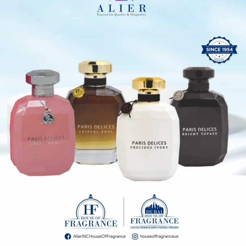 Paris Delices Collection | Exclusive All 4 EDP Eau de Parfum (Sweet Rubies | Precious Ivory | Bright Topaz | Crystal Soul)